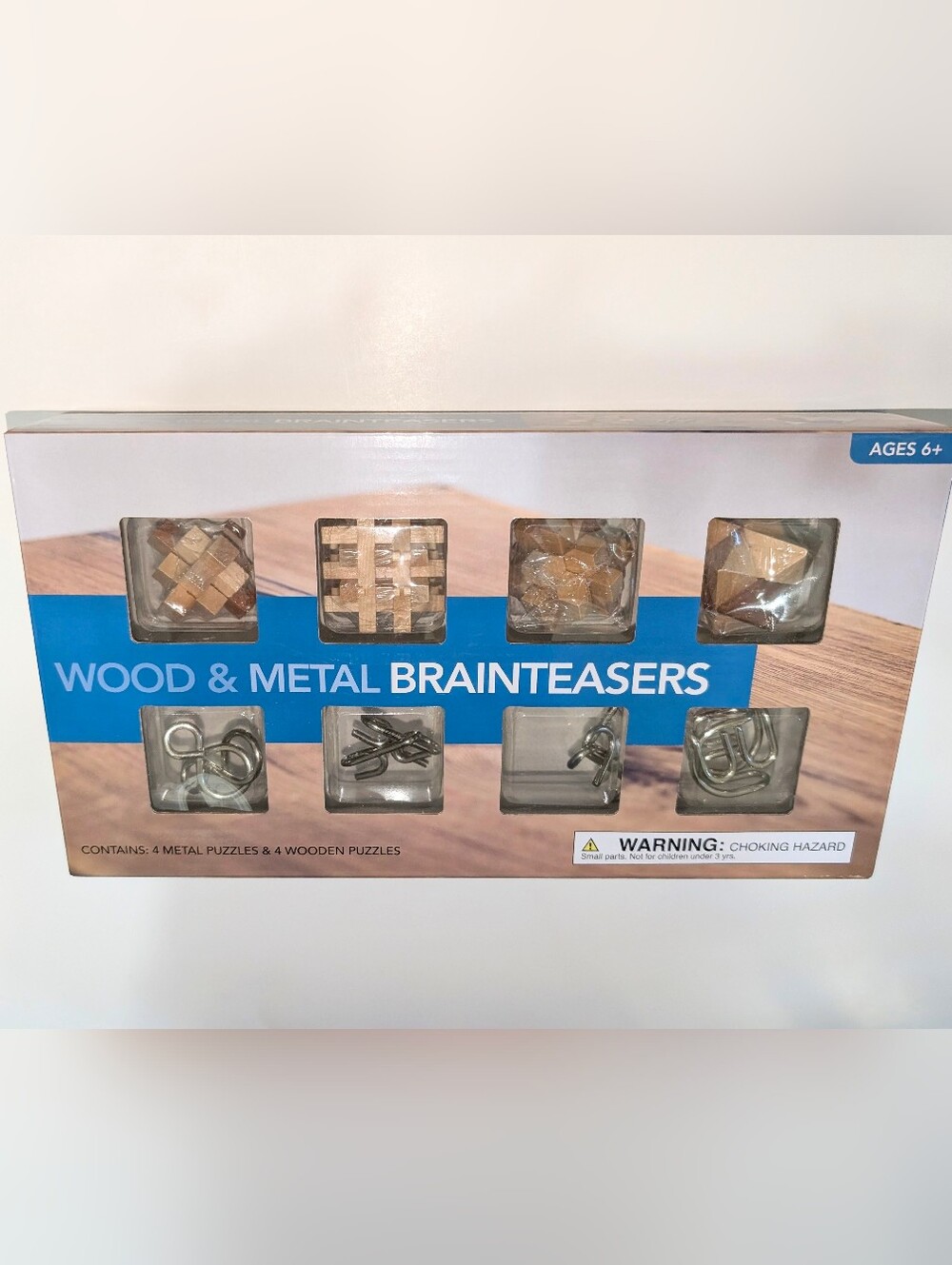 Wood & Metal Brainteasers Puzzle Set - 8 Puzzles Strategy Puzzles Ages 6+